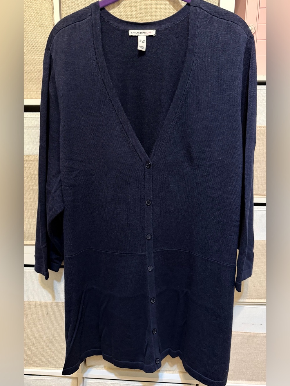 Isaac Mizrah Live! Curved Hem Button Front Cardigan  (Retired Style)